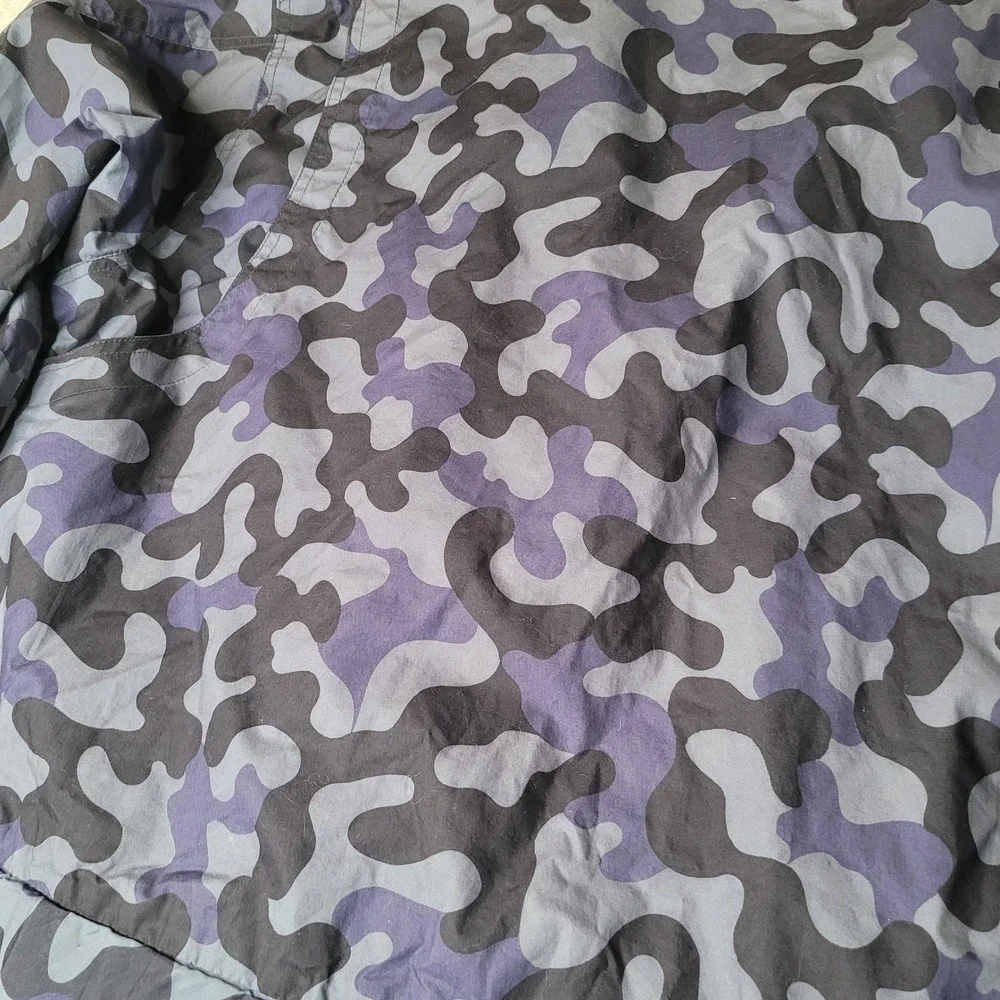 London Fog Jacket Mens L Blue Camo Winning Edge Full Zip Vintage Windbreaker‎